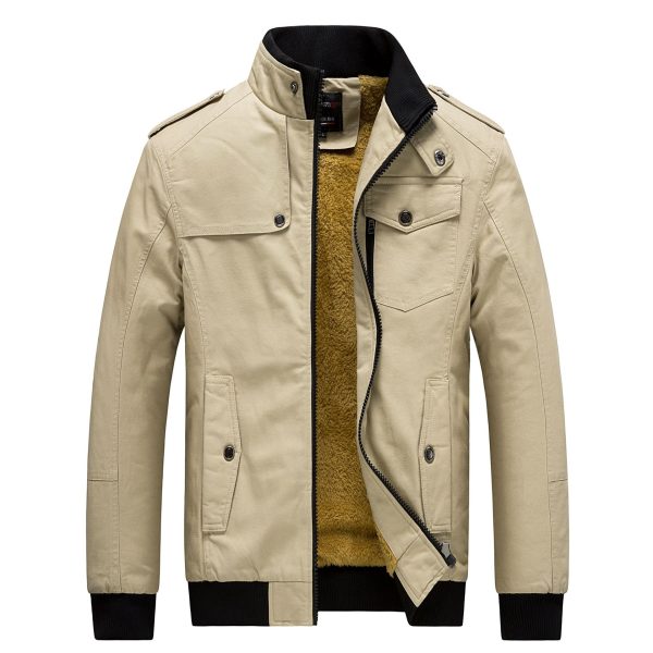 Men's Jacket Fleece-lined Thickened Slim Fit Coat - Image 6