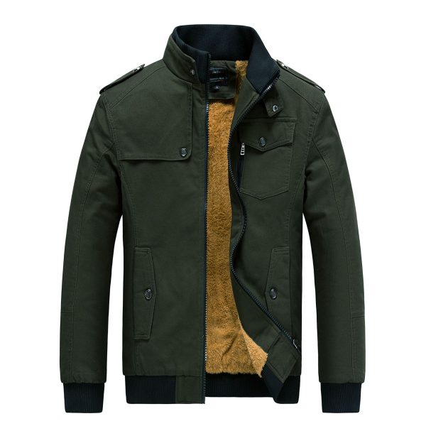 Men's Jacket Fleece-lined Thickened Slim Fit Coat - Image 7