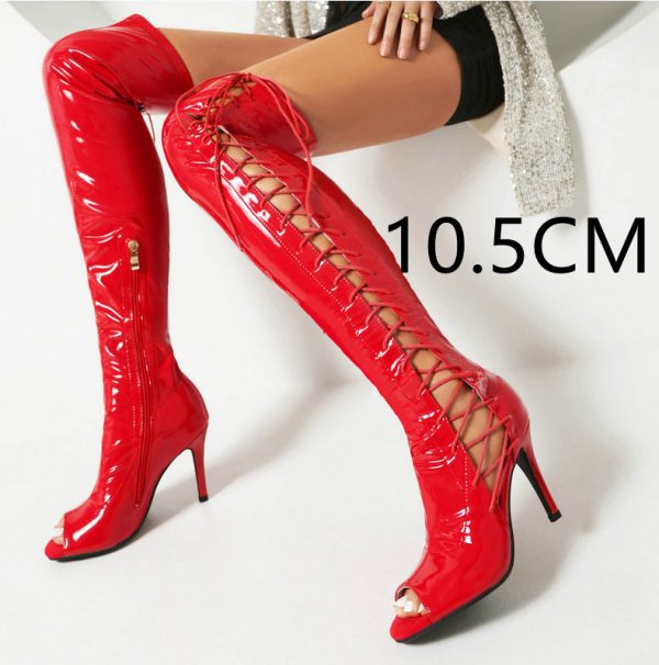 Stretch Thin Patent Leather Female Over-the-knee Boots - Image 6