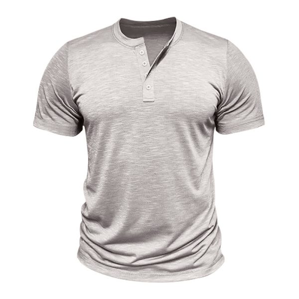Retro Casual Cotton Solid Color Short Sleeve - Image 7