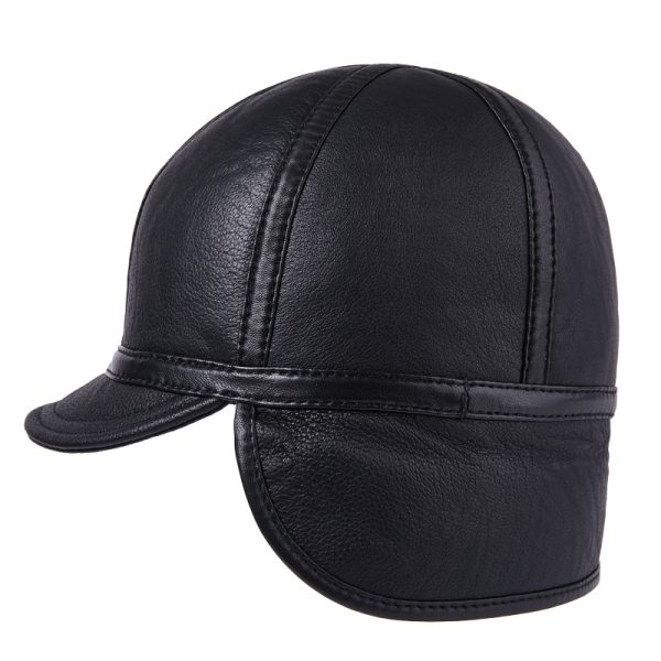 Casual Leather Men's Winter Sheepskin Velvet Thermal Outdoor Hat - Image 7