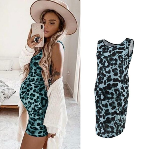 Leopard Dress Summer Sleeveless Pregnant Women - Image 4