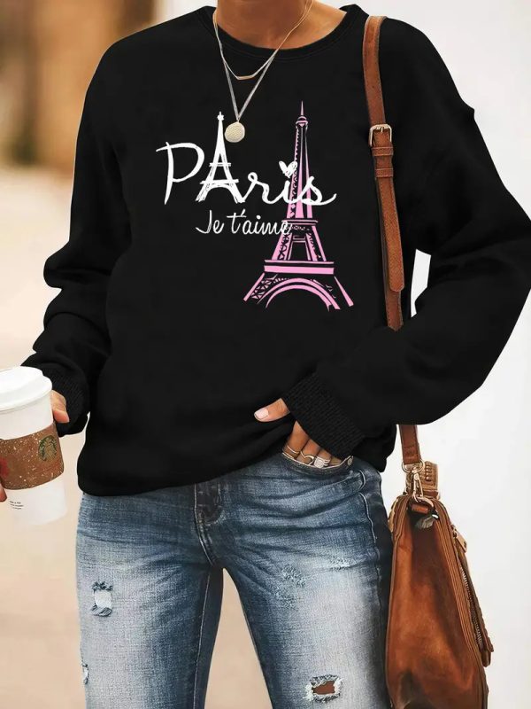 Women's Printed Long Sleeve Crew Neck Sweater - Image 6