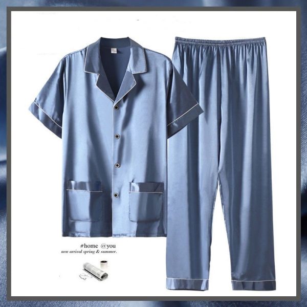 Men's Summer Short Sleeve Trousers Thin Homewear Suit - Image 4