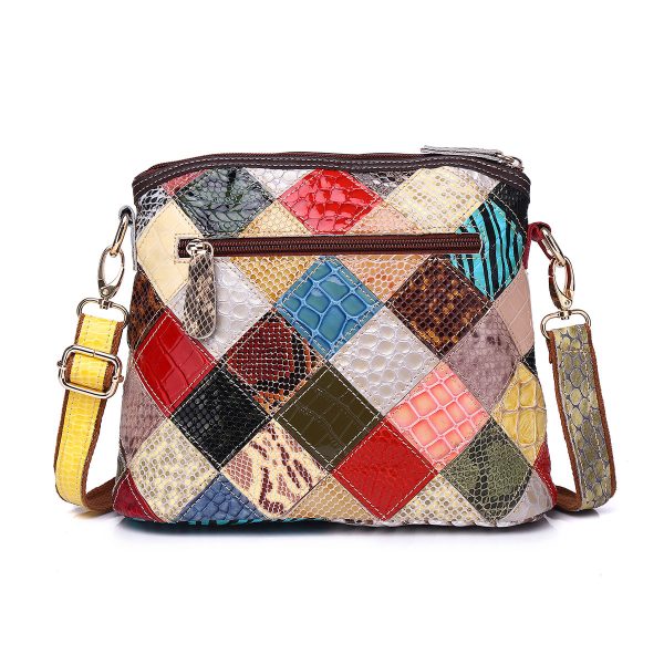 Genuine Leather Serpentine Color Handmade Casual Daily Tassel Flowers Shoulder Messenger Bag For Women - Image 3