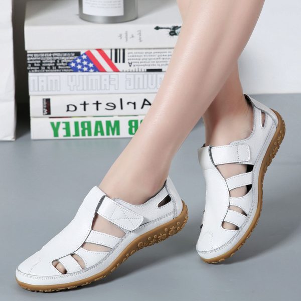 Summer Handmade Retro Soft Sole Leather Velcro Casual Women's Shoes - Image 2