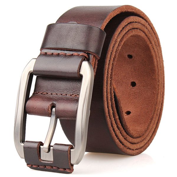 One Layer Single First Cowhide Men's Leather Belt Casual Pidai Pin Buckle - Image 3