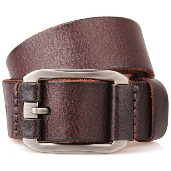 One Layer Single First Cowhide Men's Leather Belt Casual Pidai Pin Buckle - Image 6