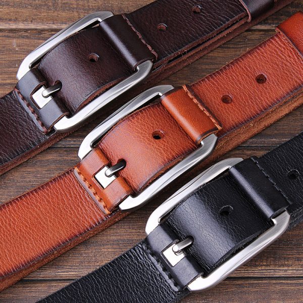 One Layer Single First Cowhide Men's Leather Belt Casual Pidai Pin Buckle - Image 2