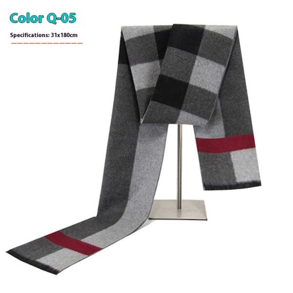 New Men's Winter Warm Cashmere-like Striped Business Scarf For Young People - Image 10