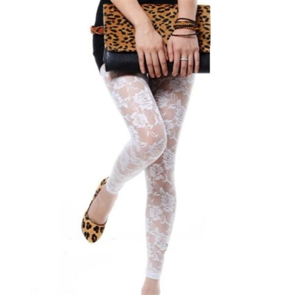 Autumn Sweet Lace Rose Hollow Leggings - Image 6