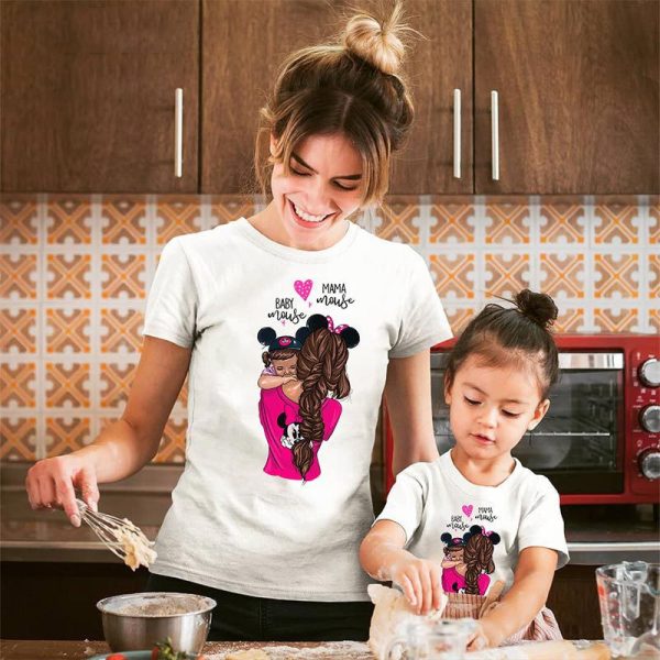 Women's And Women's Short-Sleeved t-Shirts Cartoon Mother And Daughter Printing Parent-Child Top - Image 5