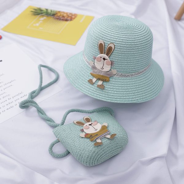 Cute Rabbit Decoration Bag Two-Piece Straw Hat - Image 5