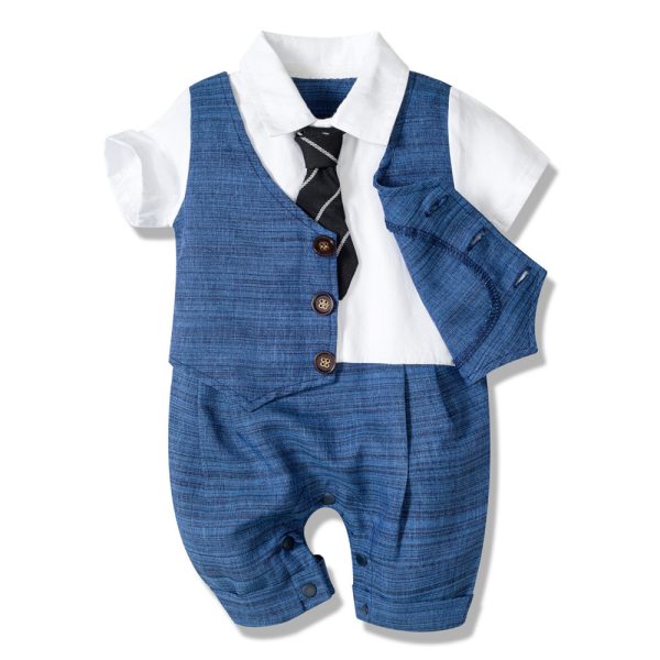 Summer New Baby Boy Jumpsuit Boys Gentleman Baby Children's Clothing - Image 4