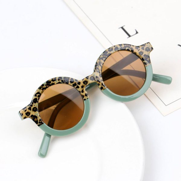 Children's Fashion Round Leopard Print Patchwork Shades - Image 3