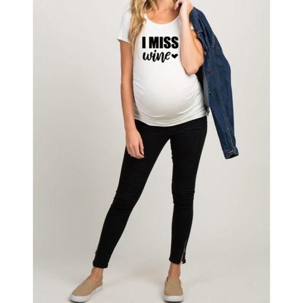 Women T-Shirts Slim Maternity Funny Letter Tops O-Neck Pregnancy Women - Image 3