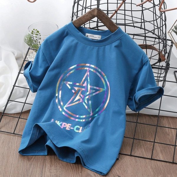 Boys'' Short Sleeve T-shirt  Net Red Laser Reflective Cub Children''s Top Fashion - Image 5