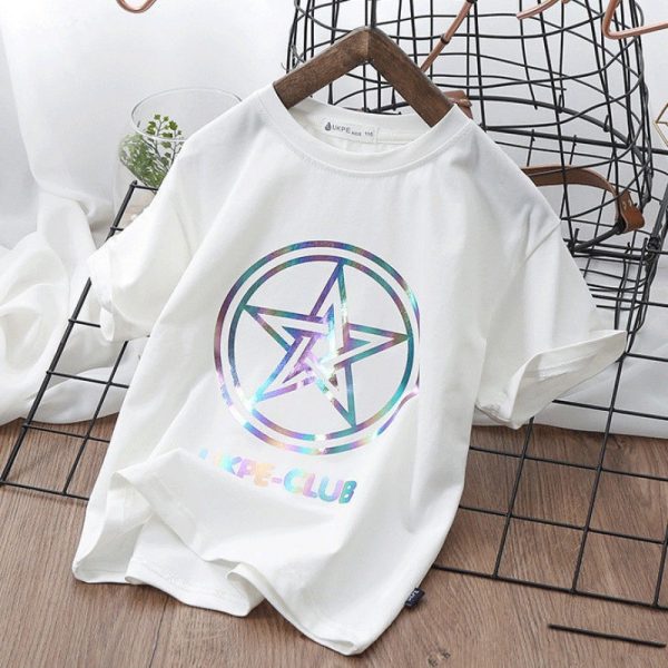 Boys'' Short Sleeve T-shirt  Net Red Laser Reflective Cub Children''s Top Fashion - Image 3