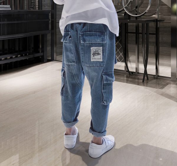Big Kids Loose Harem Trousers Big Kids Plus Fleece Padded Overalls - Image 4