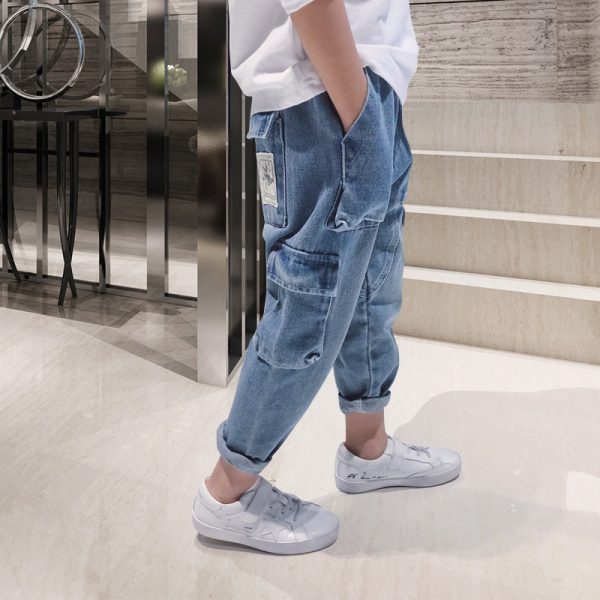 Big Kids Loose Harem Trousers Big Kids Plus Fleece Padded Overalls - Image 5