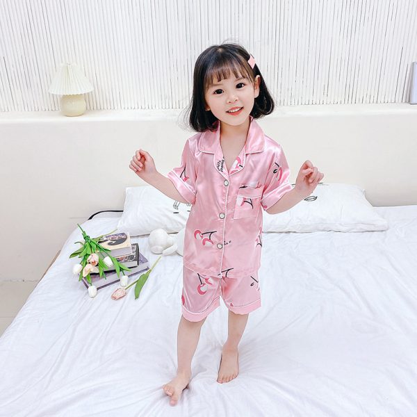 Children's Pajamas Set Cartoon Printed Silk Home Service - Image 2
