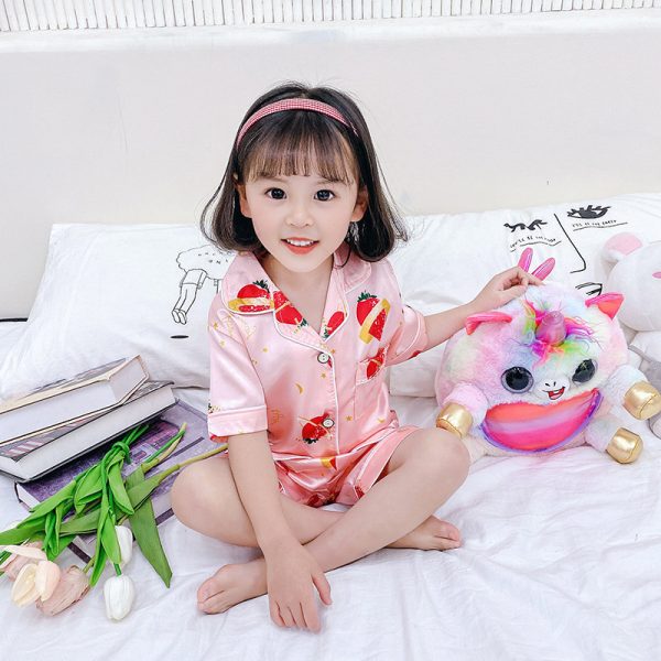 Children's Pajamas Set Cartoon Printed Silk Home Service - Image 3