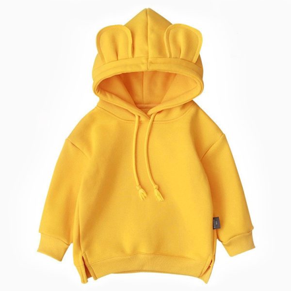 Cartoon Solid Color T-shirt Sweater Fleece Long-sleeved Hooded Children's T-shirt - Image 7