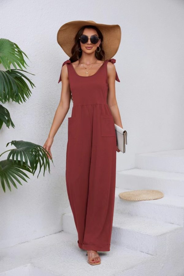 Women's Pocket Lace-up Wide-leg Jumpsuit - Image 4