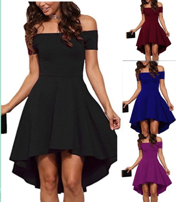 One Shoulder Short Sleeve And Large Swallowtail Skirt - Image 3