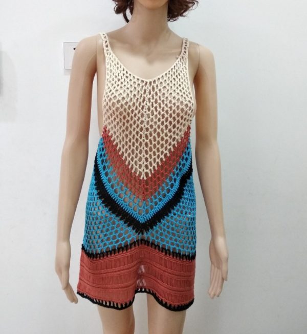 Knitted Cutout Bikini Top Beach Tank Top Sun Protection Shirt - Image 5