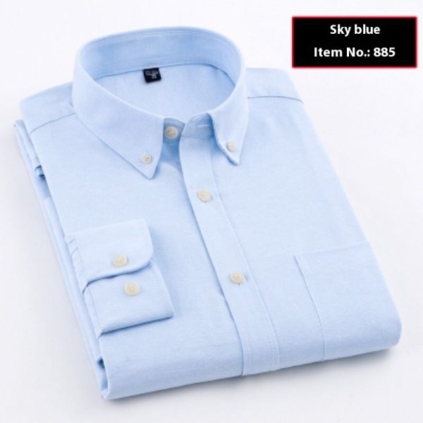 Men's Oxford Pure Color Slim Shirt For Young And Middle-aged People - Image 7