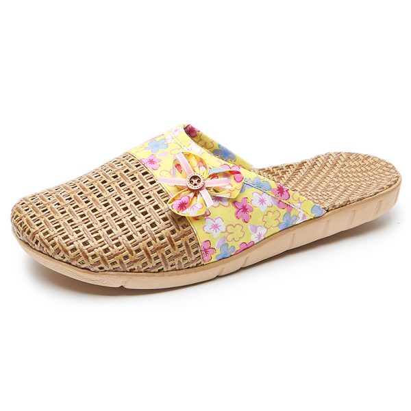 Silent Non-slip Rattan Linen Bamboo Woven Linen Grass Slippers - Image 4