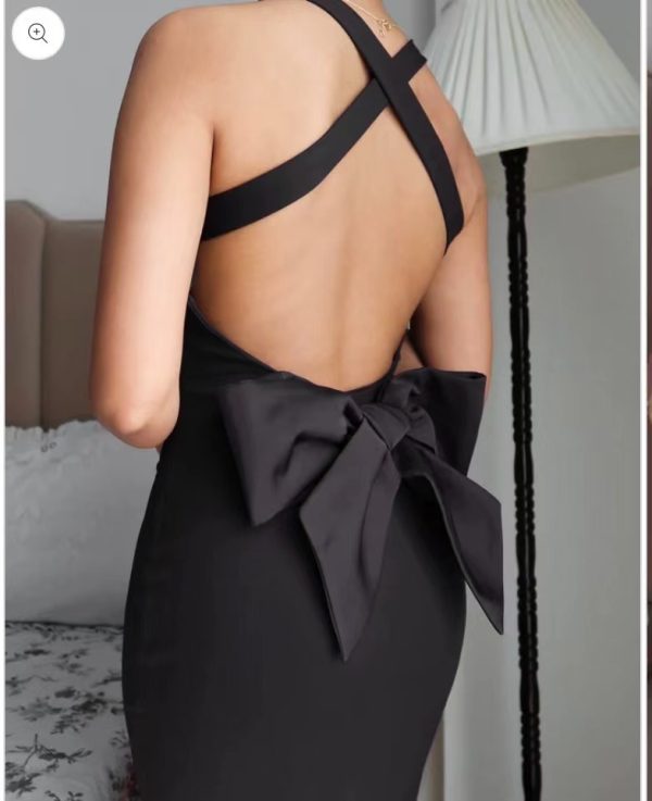 Women Backless Solid Color Slim Cute Dress - Image 7