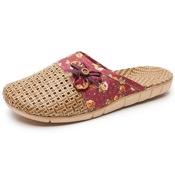 Silent Non-slip Rattan Linen Bamboo Woven Linen Grass Slippers - Image 5