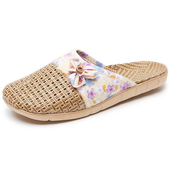 Silent Non-slip Rattan Linen Bamboo Woven Linen Grass Slippers - Image 3