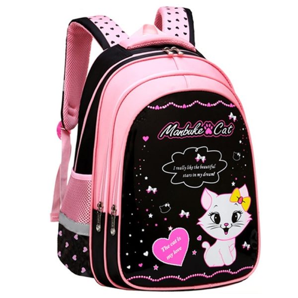 Kids School Cute Cat Print Backpack - Image 3