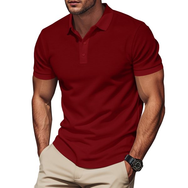 Lapel Color Matching Short Sleeve Plus Size Men - Image 3