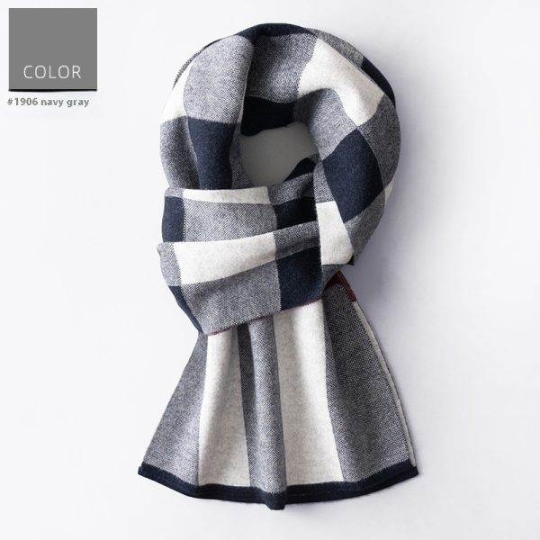 Wool Scarf Men's Winter Plaid Double-sided Scarf - Image 8