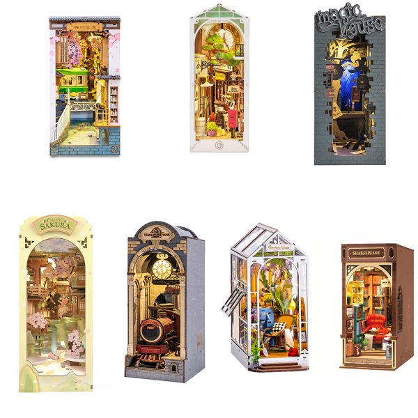 Robotime Rolife Book Nooks Series Stories In Books 4 Kinds DIY Wooden Miniature House Furniture Sakura Densya TGB01 Dropshipping - Image 8