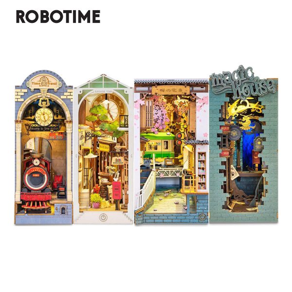 Robotime Rolife Book Nooks Series Stories In Books 4 Kinds DIY Wooden Miniature House Furniture Sakura Densya TGB01 Dropshipping - Image 9