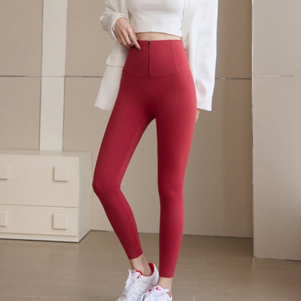Belly-controlling Butt Lifting Leggings With Three-breasted Design Winter High Waist Slim Zippere Pants Warm Velvet And Thickened Trousers Women Clothing - Image 8
