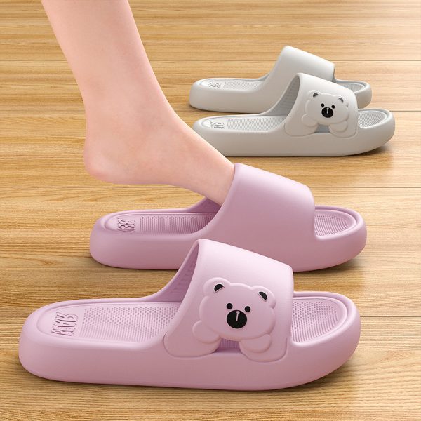 Cute Bear Home Slippers Summer Fashion Thick Bottom Non-slip Bathroom Slipper Women Men Couples Shoes - Image 8