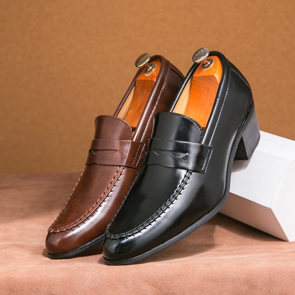 Men's All-match Fashion Pointed Solid Color Leather Shoes - Image 5