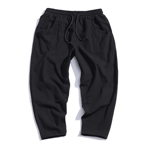 Loose Cotton Linen Cropped Harem Pants Casual - Image 5