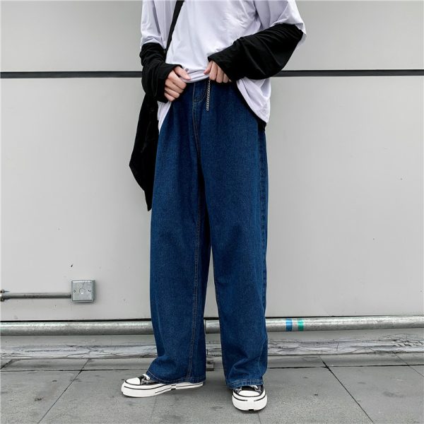 Denim Trousers Men's Korean-style Straight Loose Teen - Image 3
