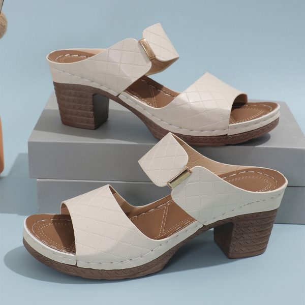High Heel Slippers Women's Fashion Round Toe Sandals Summer - Image 8