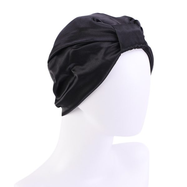 Contrast Color Knotted Head Wash Makeup Double-layer Silk-like Sleeping Hat - Image 6