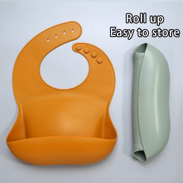 Soft Waterproof Silicone Baby Bib with Food Catcher, Baby Silicone Bib - Image 4