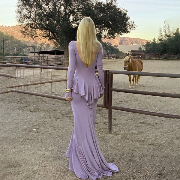 Backless Women Elegant Ruffles Slim Fit Dress - Image 3