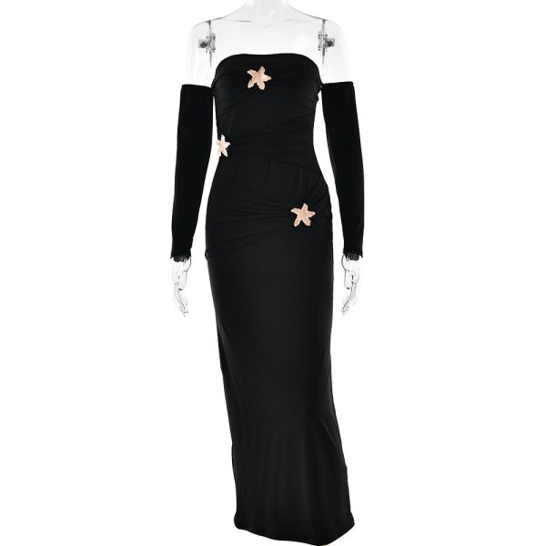 Women's Pleated Long-sleeved Dress Fashionable Slim Dress - Image 6